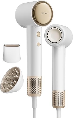 Secador de pelo Tideway, secador de pelo con difusor, secador de pelo iónico profesional de alta velocidad 1500W de bajo ruido, motor sin escobillas