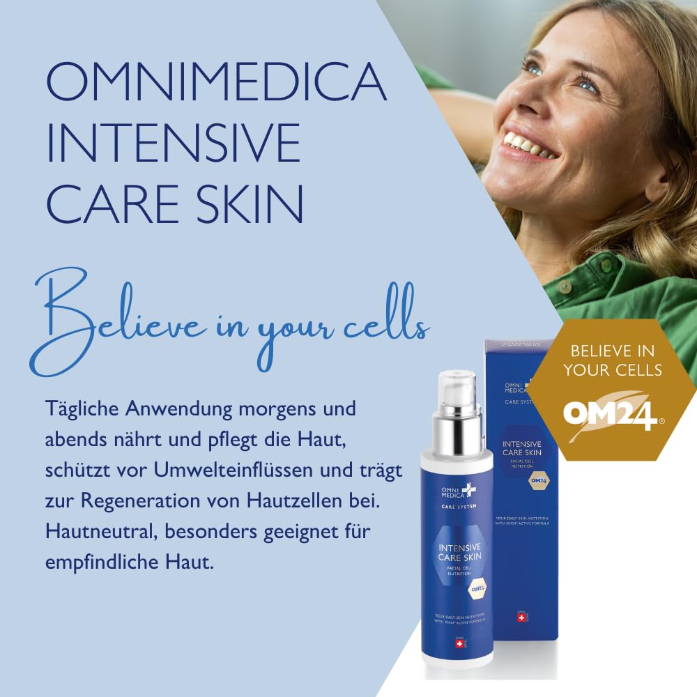 OMNIMEDICA Intensive Care Skin – Anti-Falten Gesichtscreme gegen Pigmentflecken & Altersflecken – mit OM24® und Hyaluronsäure – Anti-Aging Pflege für Damen & Herren – vegan & Swiss Made