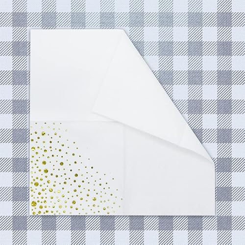 Elinnee Gold Napkins, 100 Pack White And Gold Cocktail Napkins, 5X5 Inch Party Event Napkins, 3 Ply Luxury Paper Holiday Napkins, Disposable Beverage Wedding Napkins #TOP2
