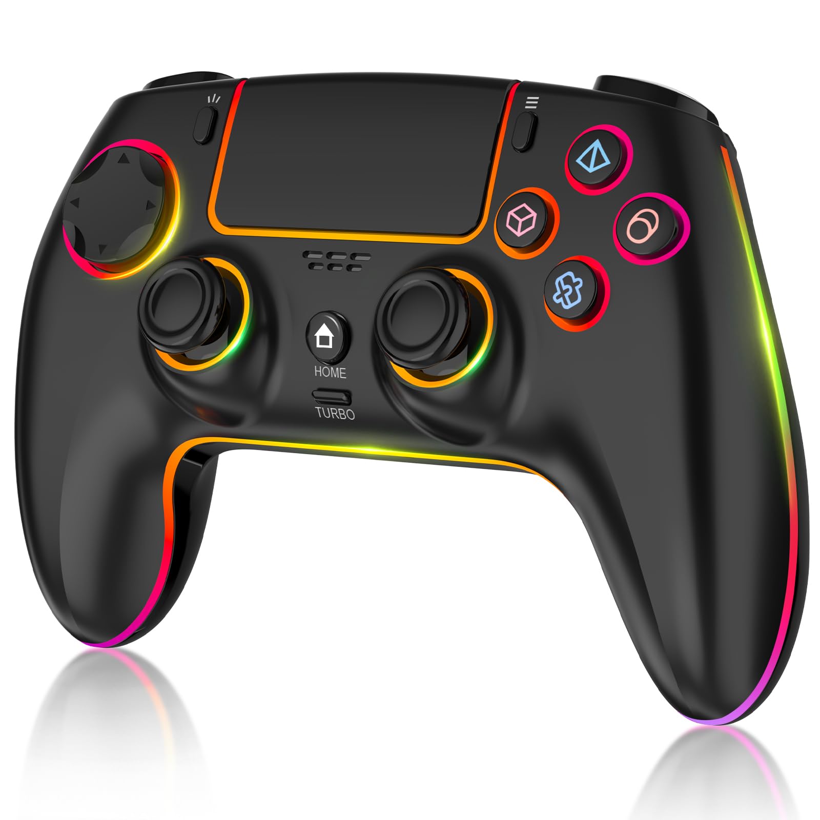 MYSTILUCK Wireless Controller For PS-5 PC MAC iOS Android Steam Deck Gamepad with 7 Variable Color RGB Light