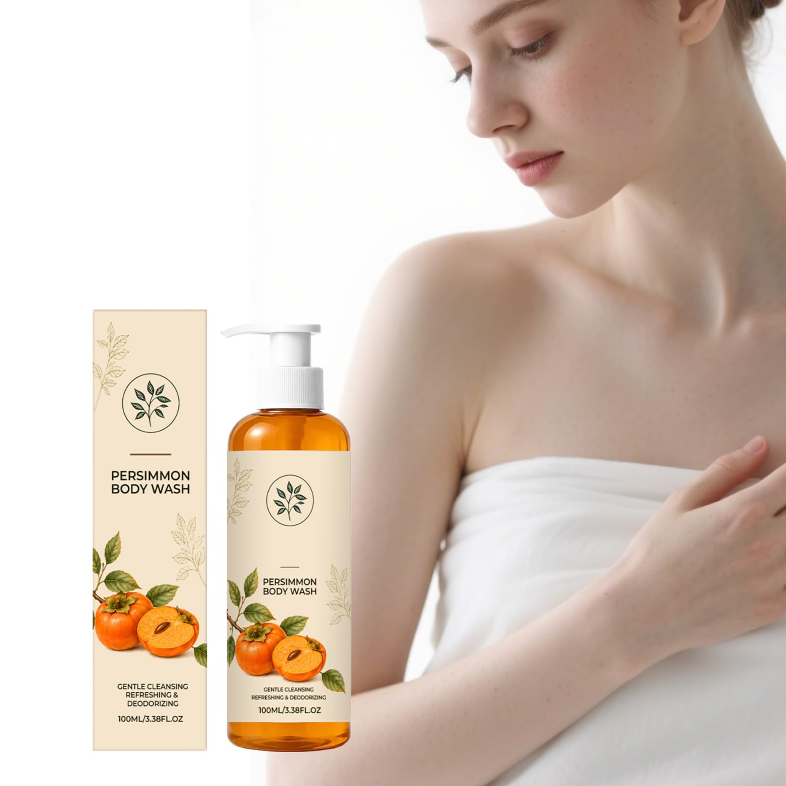 Gel doccia deodorante al cachi per pelli mature, idratante, naturale, per eliminare gli odori del corpo, detergente delicato e deodorante per l'uso quotidiano, per uomini e donne. 6 pezzi