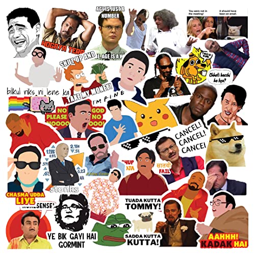 Image of CodersParadise 61-Piece Funny Meme Stickers Pack | Vinyl, Self-Adhesive Stickers for Laptop, iPhone, Water Bottles & Computer