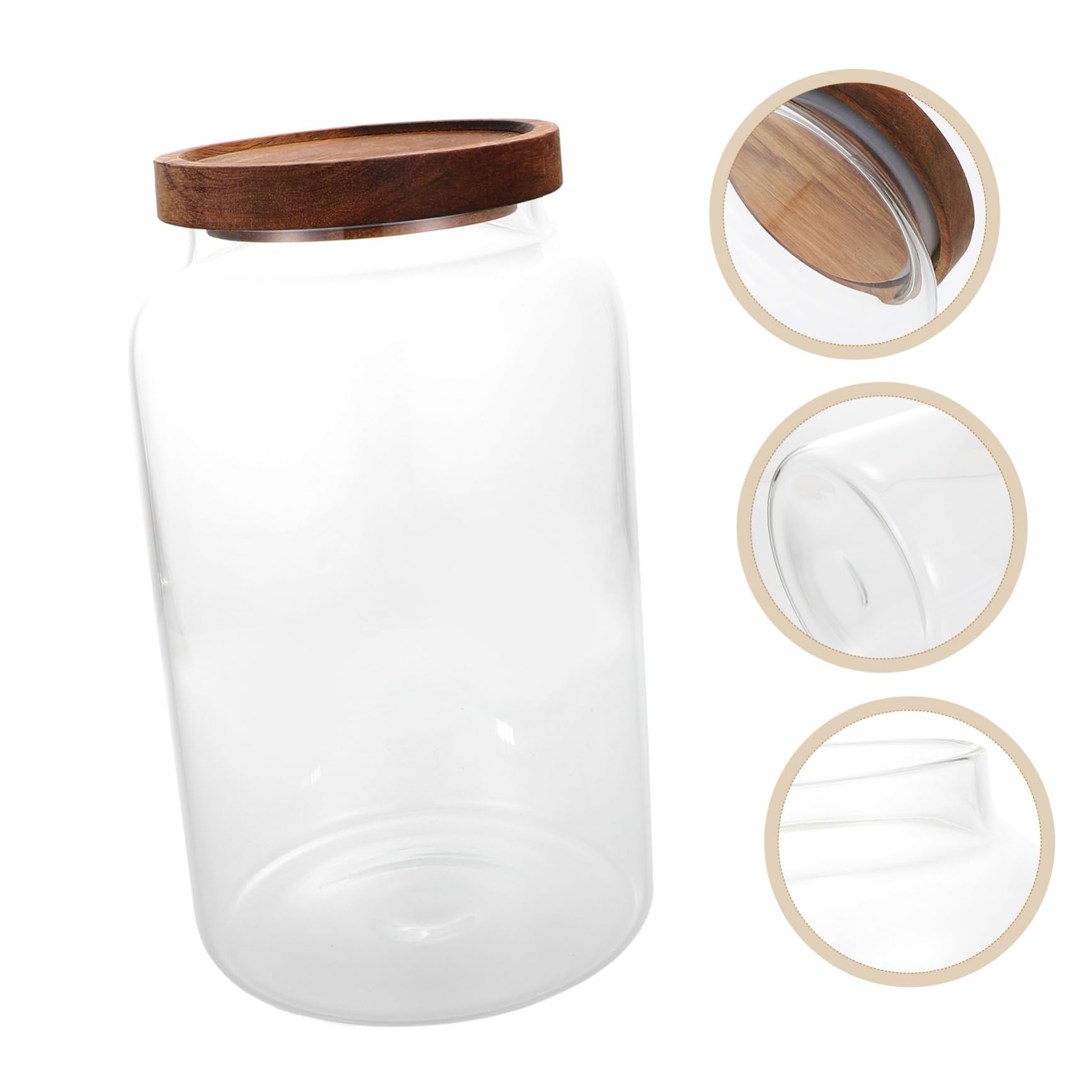 SOIMISS Luftdichtes Vorratsglas 2, 8l aus Glas mit Holzdeckel | Bonbonierglas für Tee und Süßigkeiten, Flacher Boden, für Küche und Schreibtisch