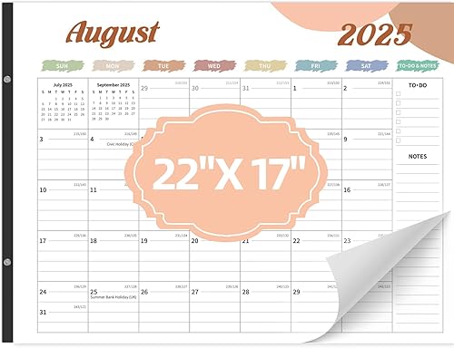 Calendario de escritorio 2025-2026, calendario de escritorio grande de 22 x 17 pulgadas, calendario de escritorio de 18 meses, desde julio de 2025