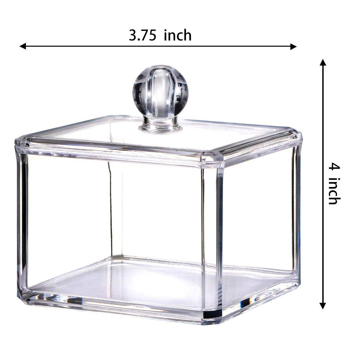 SheeChung 4-pack plastic acryl badkamer ijdelheid aanrecht bus potten met opbergdeksel, apotheker potten Qtip houder make-up organizer voor katoenen ballen, wattenstaafjes, pads, badzout