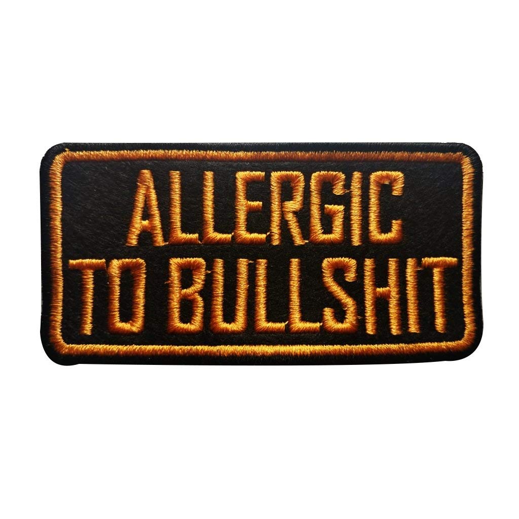 Motohog Unique Embroidered Iron & Sew Patch (Aller gic to Bull-Shit, Orange) 4x1.5 inches