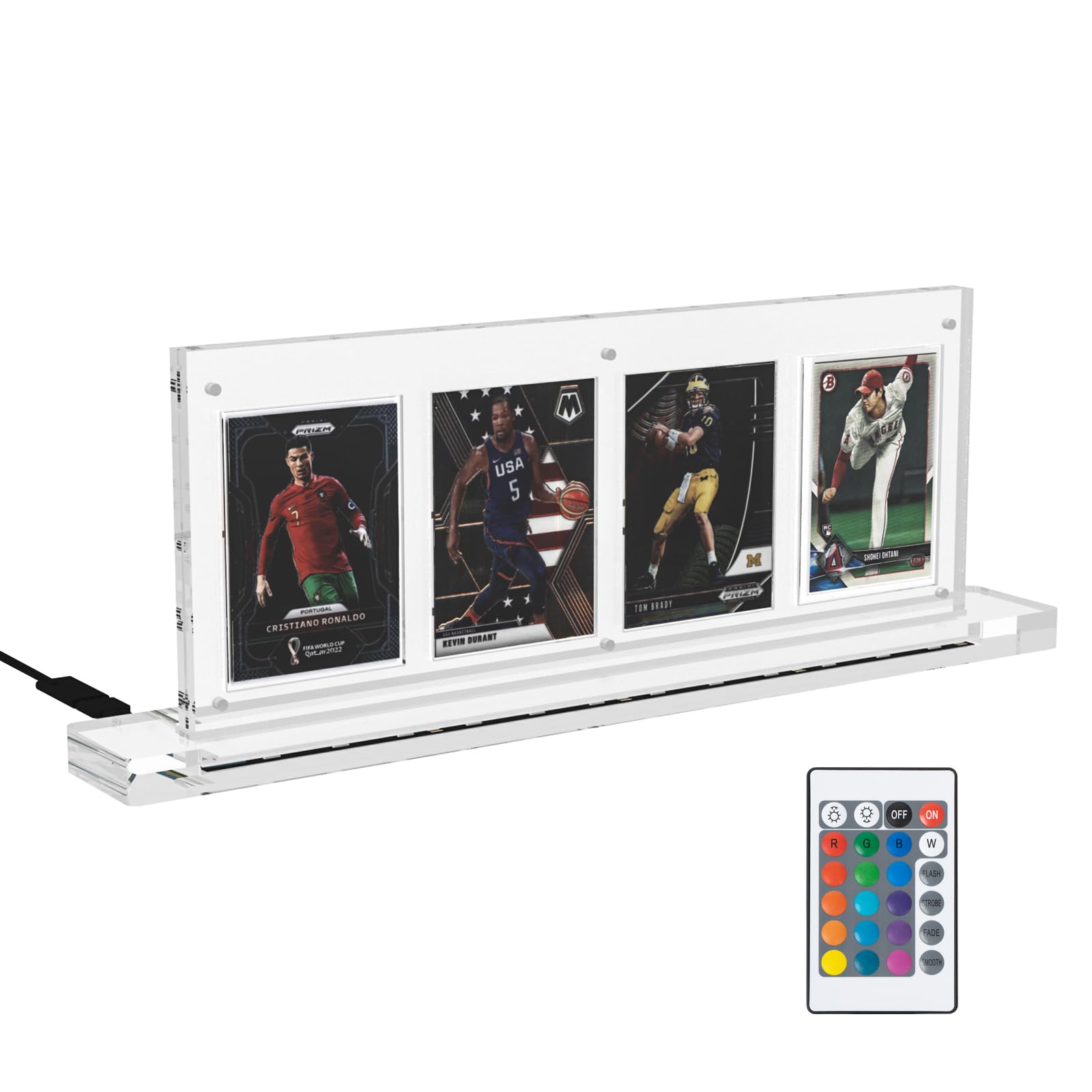 Choowin Acrylic Trading Card Display Frame 4 Slot Magnetic Card Holder with Led Light Base Trading Card Stand