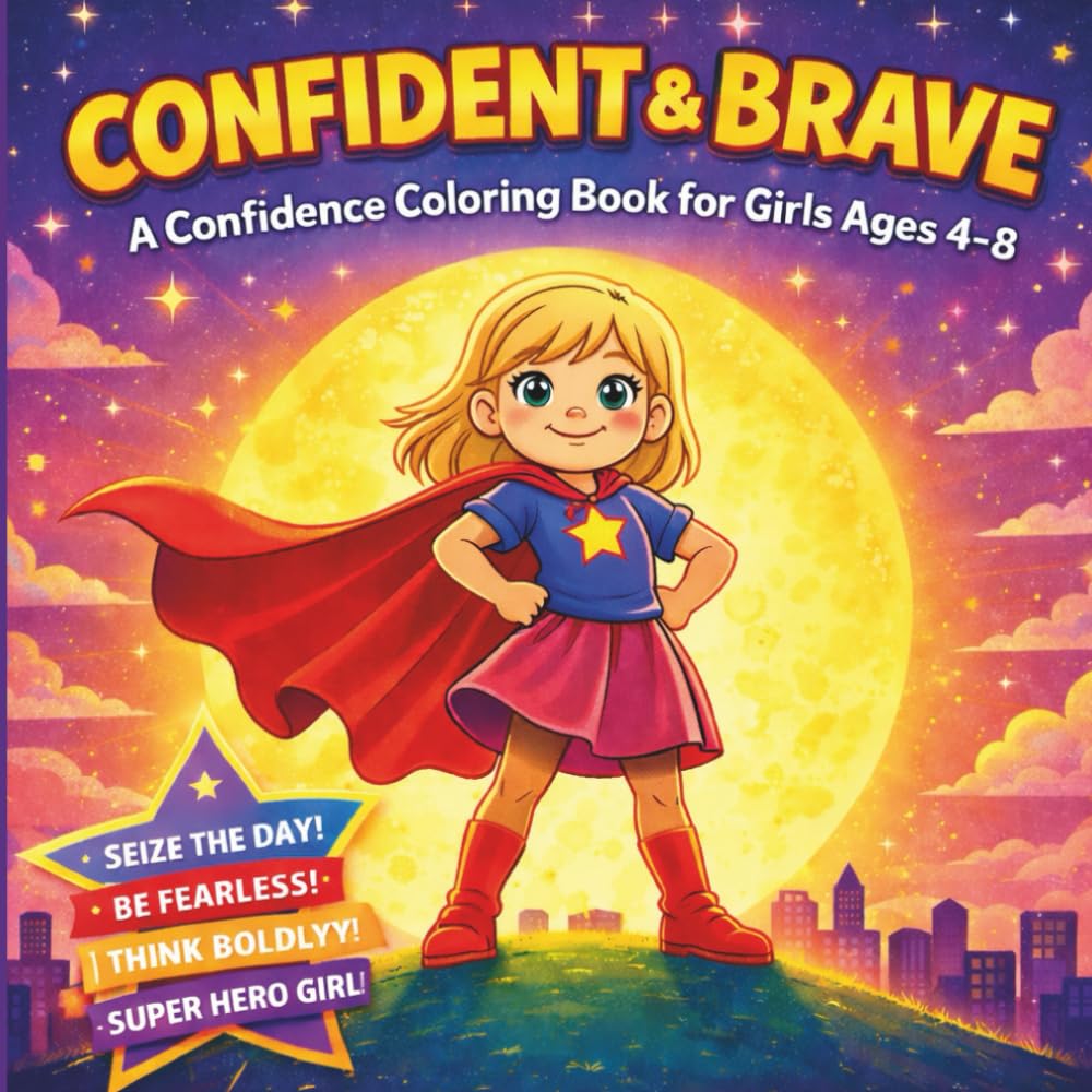 Confident & Brave: A Confidence Coloring Book for Girls Ages 4–8 | Positive Affirmations & Self-Esteem Activities