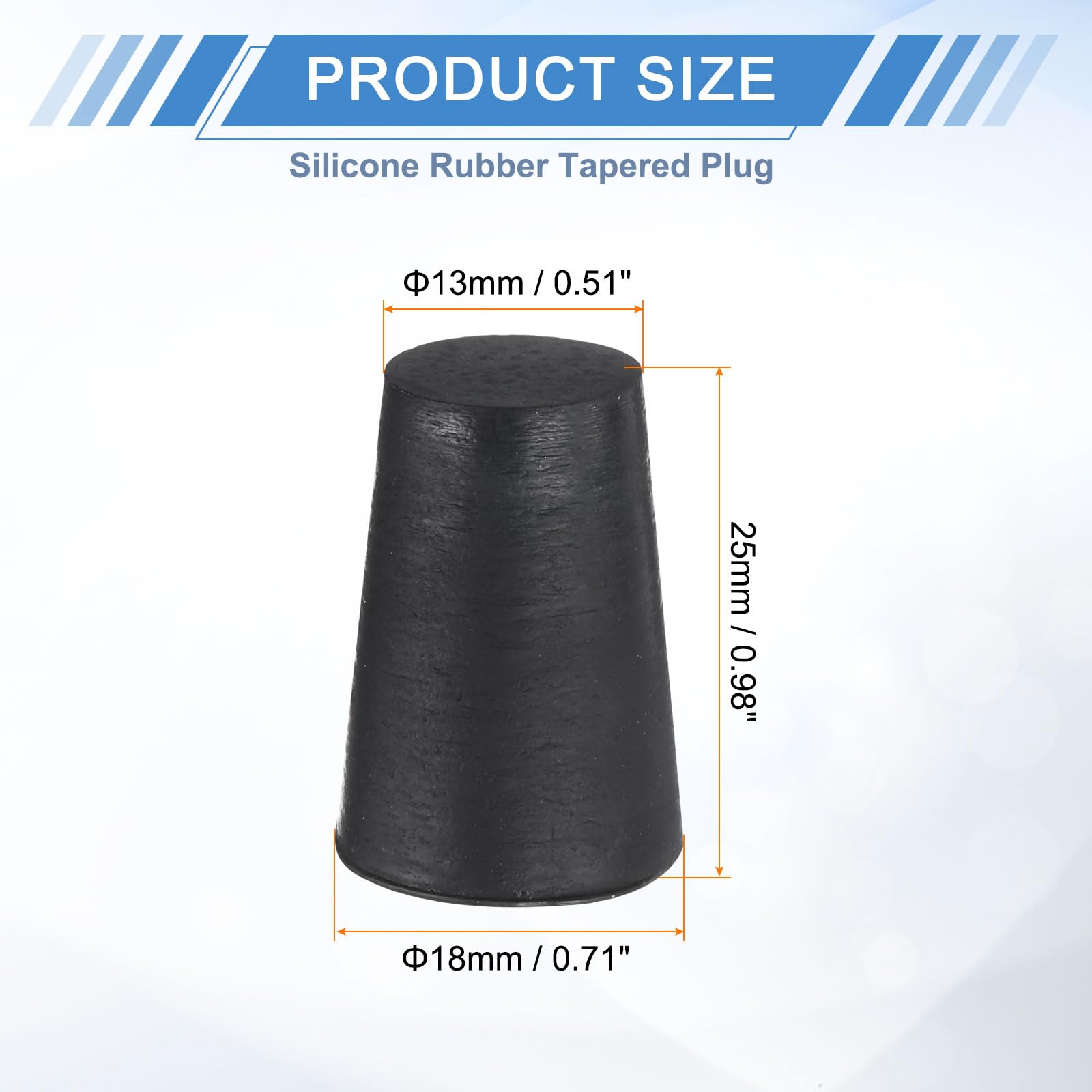 uxcell 12 Pcs Silicone Rubber Tapered Plug, 13mm to 18mm High-Temperature Solid Rubber Stoppers Silicone Plugs for Hole Plugs, Spraying, Coating, Painting Protection, Black, 25mm — Amazon image 2