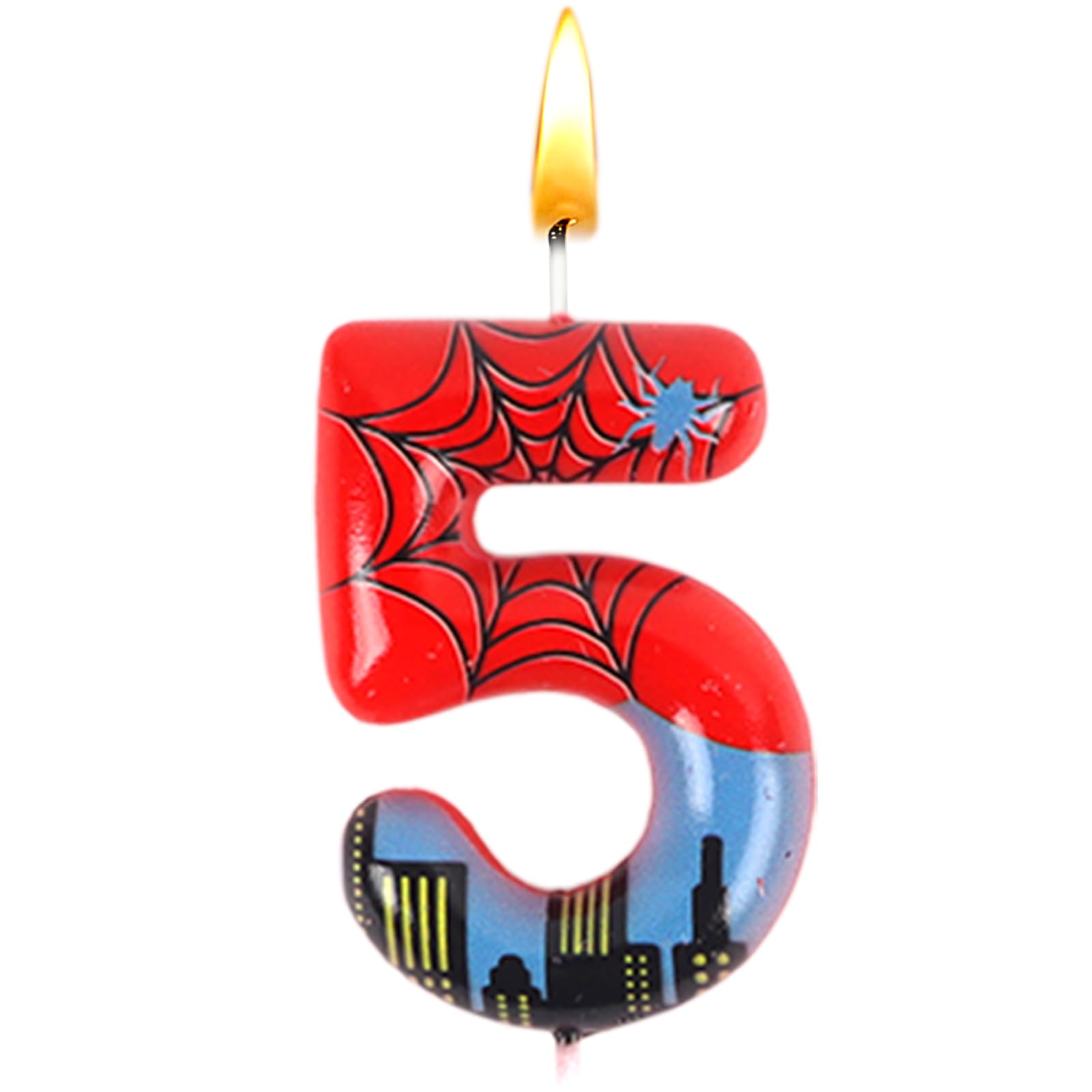 Candela Di Compleanno Numero 6 RONOZA Con Ragnatela – Tema Spidey Per Torta, Decorazioni Festa (7,5 Cm + 3 Ragnatele) - 6