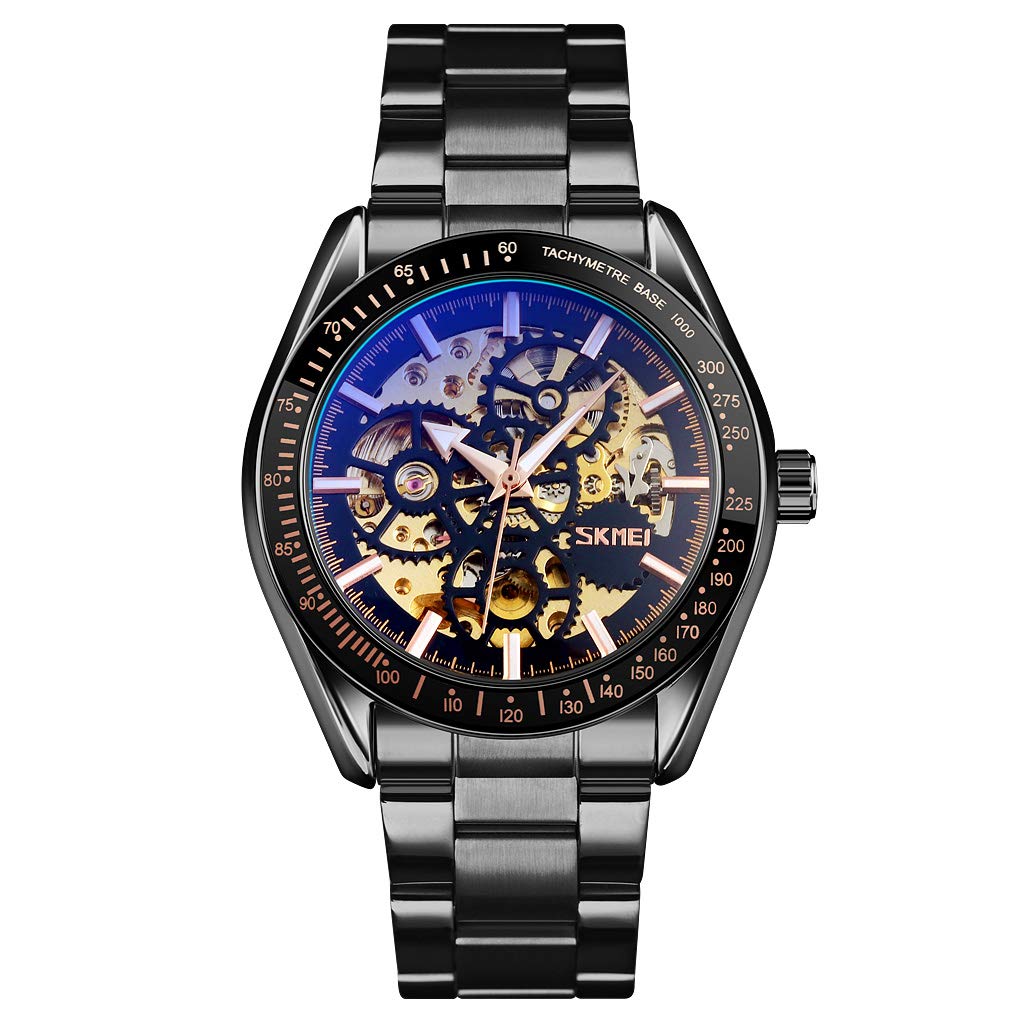 FANMIS Men's Automatic Mechanical Skeleton Wrist Watch, front view