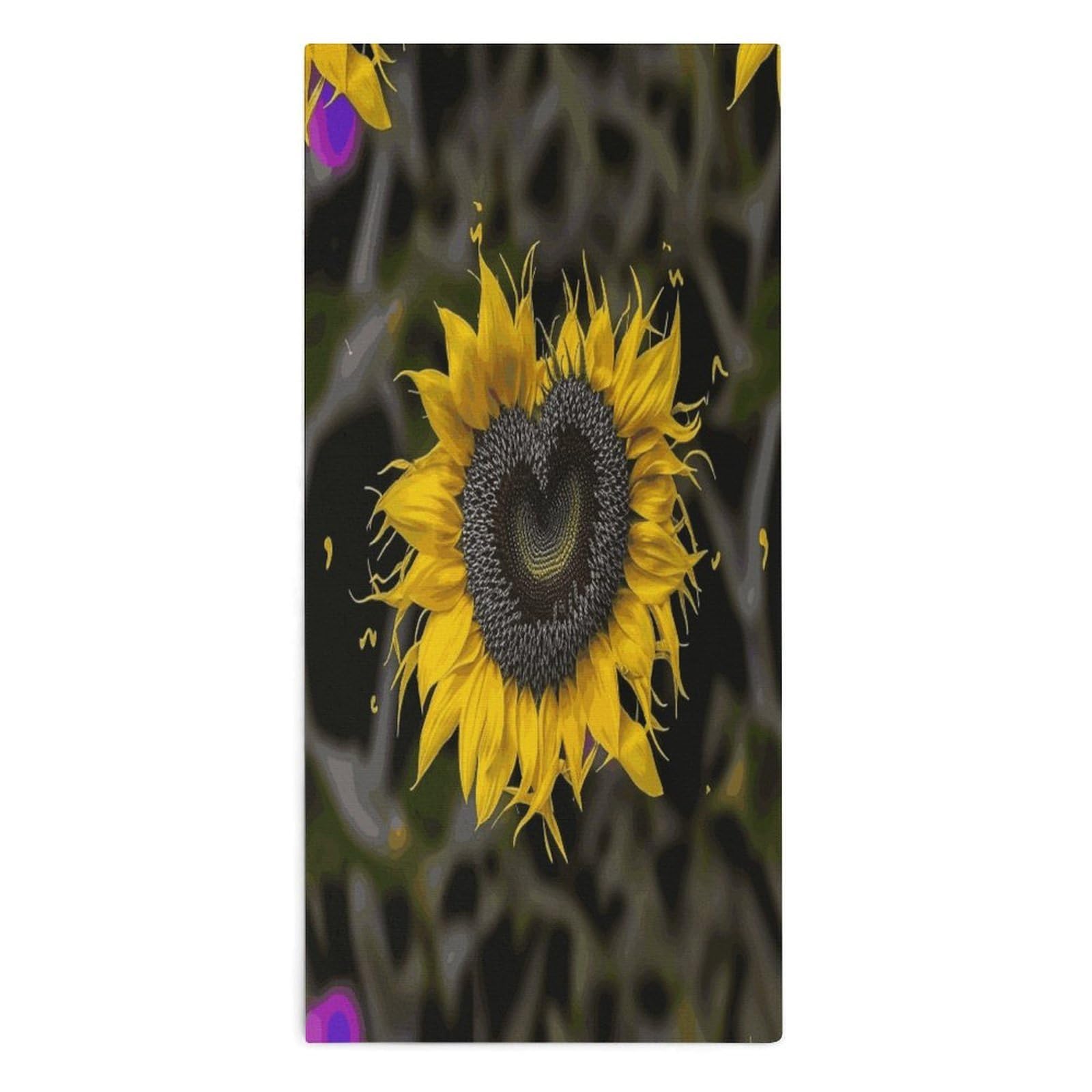 Btcowzrv Style Heart Shaped Sunflower Bath Towel Beach Towels Shower Towel
