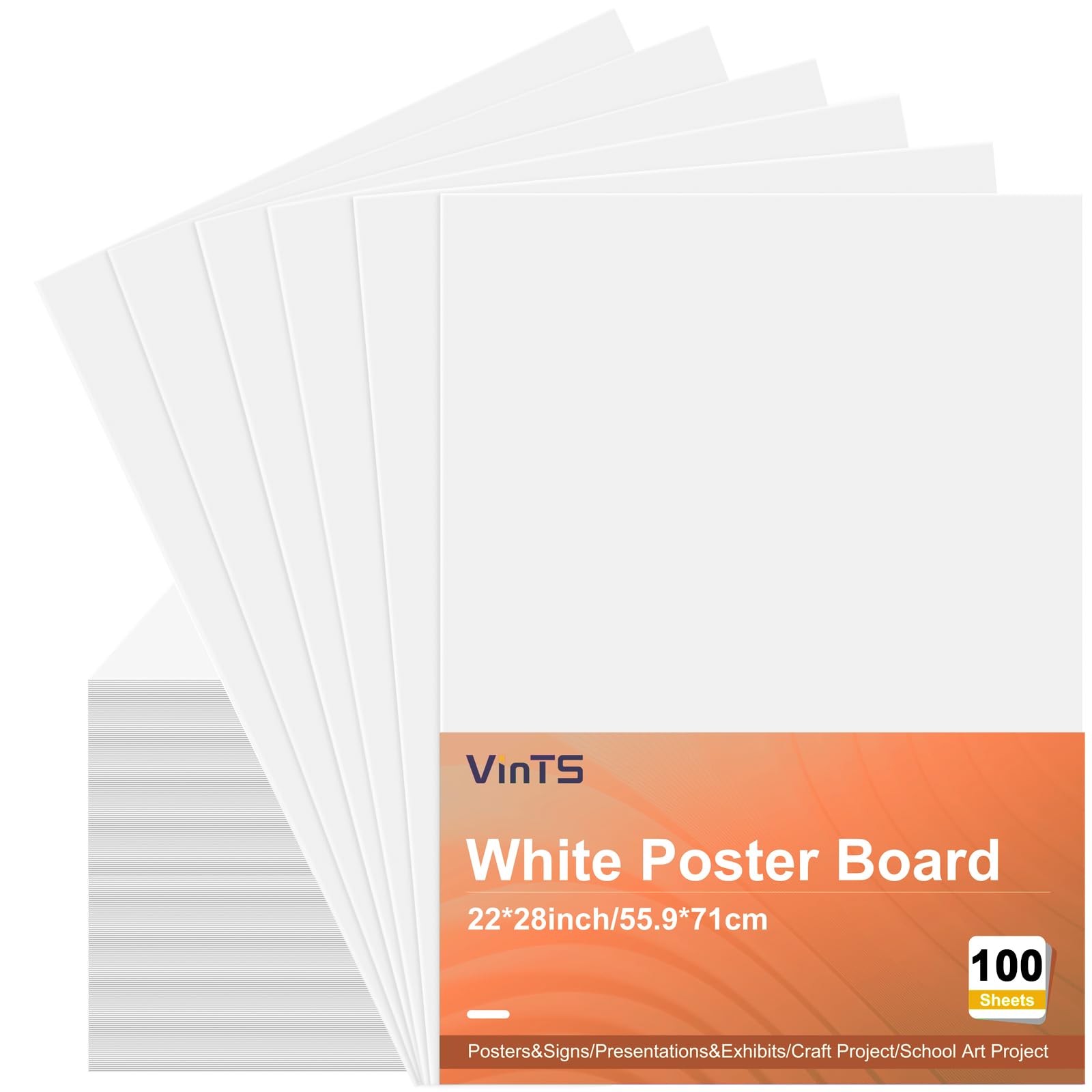 VinTS 100Pcs White Poster Board, 22" x 28" White Poster Paper