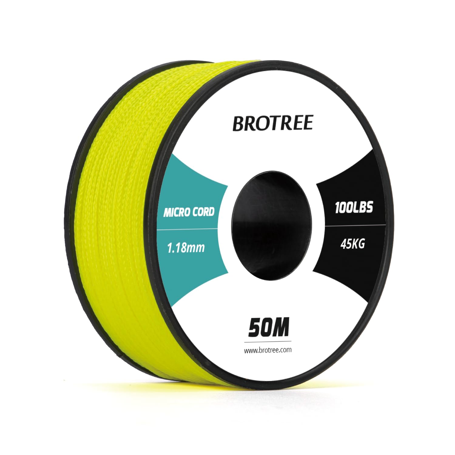 Brotree Micro Corde Paracorde 1,18 mm 50M Corde Tressé Bobine pour Bracelet, Bricolage, Manualidades - 45 kg Charge de Rupture (Néon Jaune)