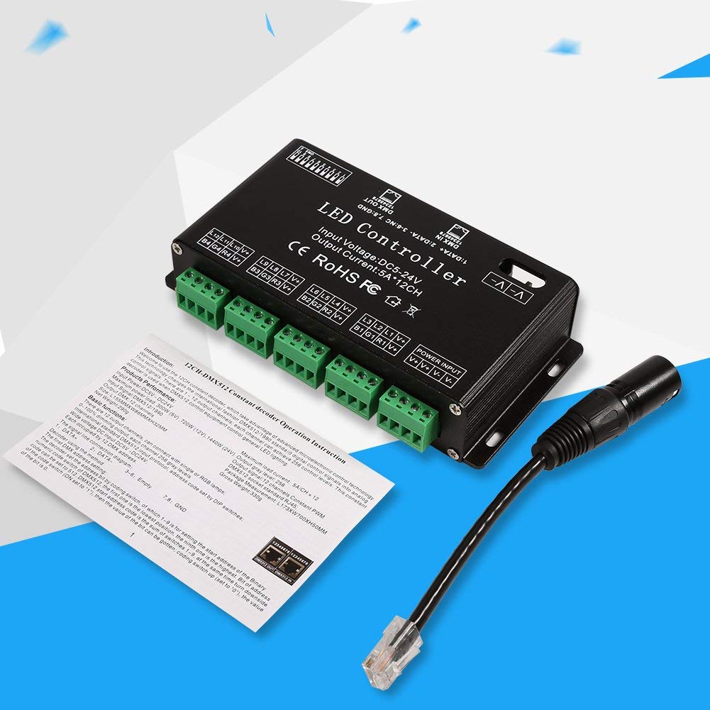 Amazon.com: Portátil 12 canales DMX LED controlador RGB DMX