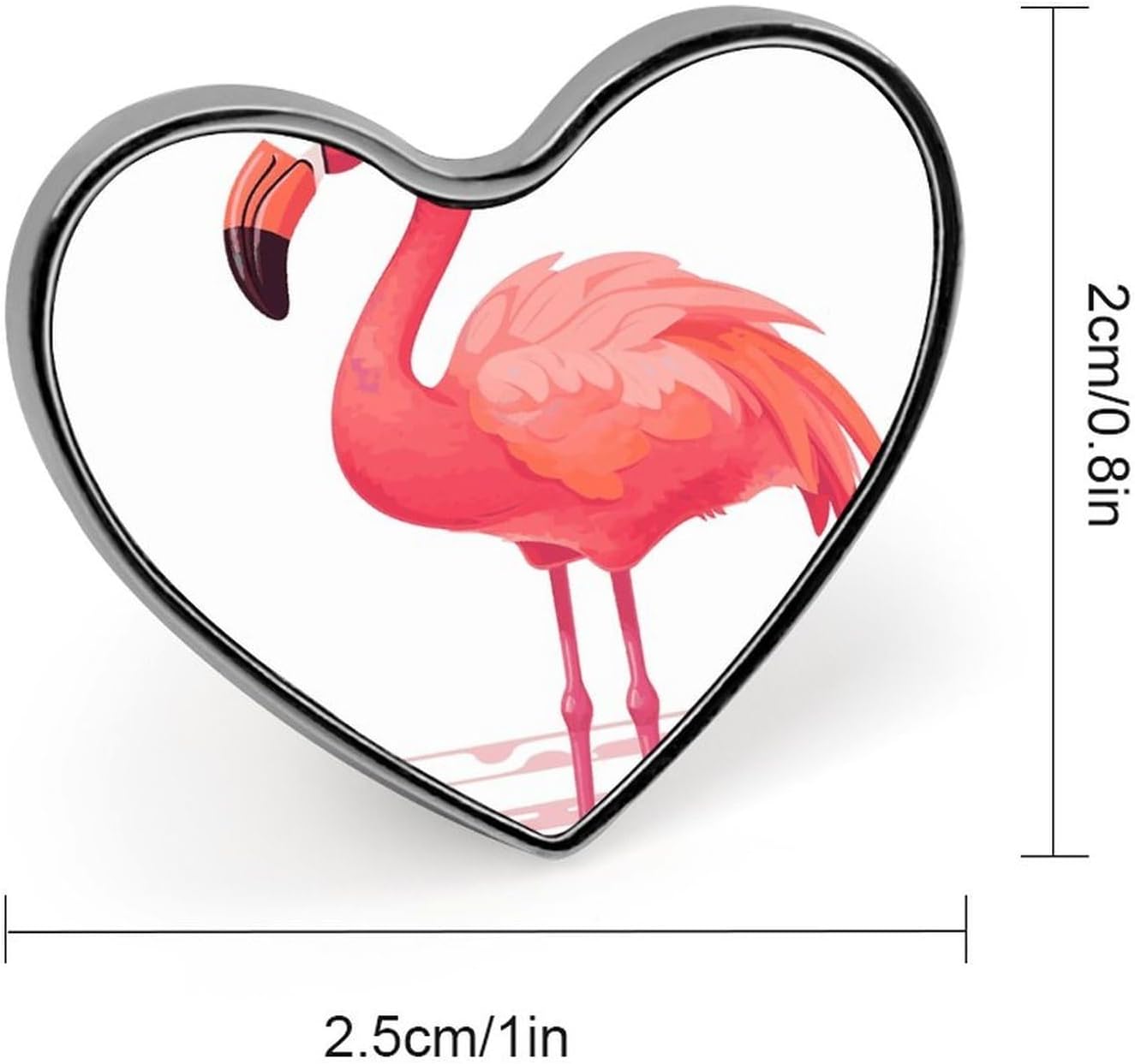Cartoon Flamingo Badges Heart with Button Design, Personalized Picture Pin Brooches, Heart Badge Holders for Decorate Hat Shirt Clothing Bag Accessories image 3