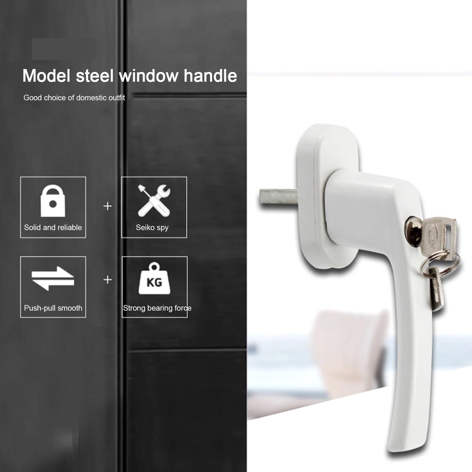 Zamki okienne, Klamka okienna aluminiowa zamykana okrągła biała 2 szt. 150 mm