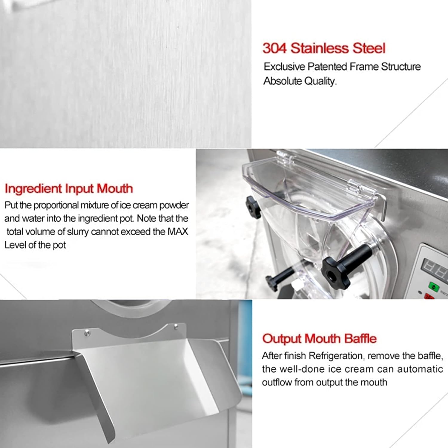 Commercial Countertop Hard Ice Cream Machine, Mini Table Top 1400W Gelato Ice Cream Maker, Capacity 15L/hour Perfect for Restaurant, Cafe, Coffee, Snack Bar