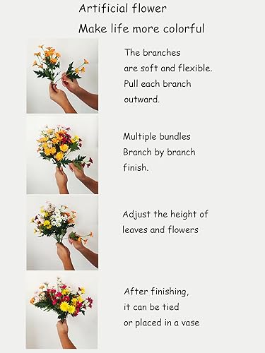 Miniatura 6 de Flores artificiales falsas, 5 paquetes de flores de plástico para exteriores, resistentes a los rayos UV, margaritas falsas, arbustos de vegetación