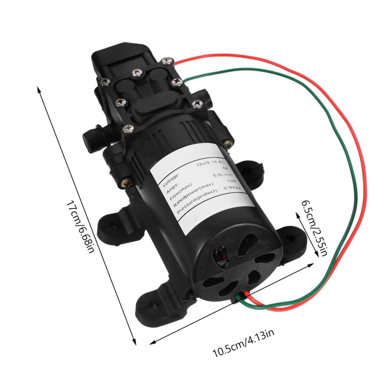 Bomba de Agua de Diafragma Eléctrica 12v 70w Flujo Grande Fácil de Instalar Color Negro para Filtración y Distribución