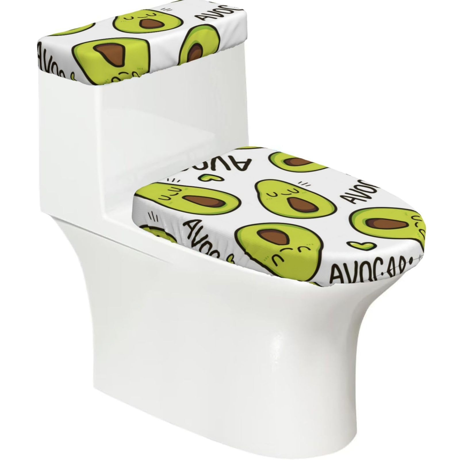 Mrowyc Black Cartoon Pears Printed Toilet Seat Set - Set Of 2 - Universal Toilet Seat Cover - Housewarming Birthday Christmas Gift