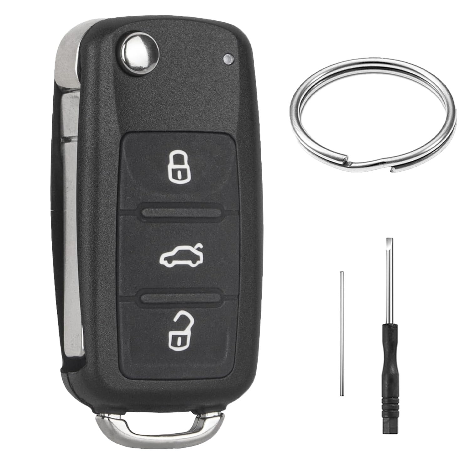 Auto Schlüssel Gehäuse 3 Tasten für VW Golf MK6 UP Polo T5 Caddy EOS Jetta Transporter Tiguan Touran Sharan Scirocco Passat Bettle Skoda Seat Octavia Leon Autoschlüssel Fernbedienung Schlüsselgehäuse