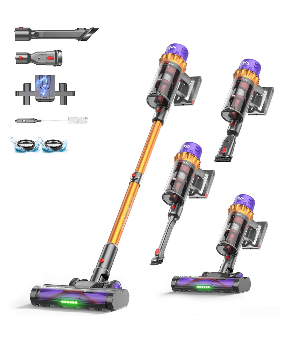 AlloyMove Cordless Vacuum Cleaner 550W 50KPA 80Mins Self-Standing Cordless Vacuum for Home With Wall Mount Charging LED Display