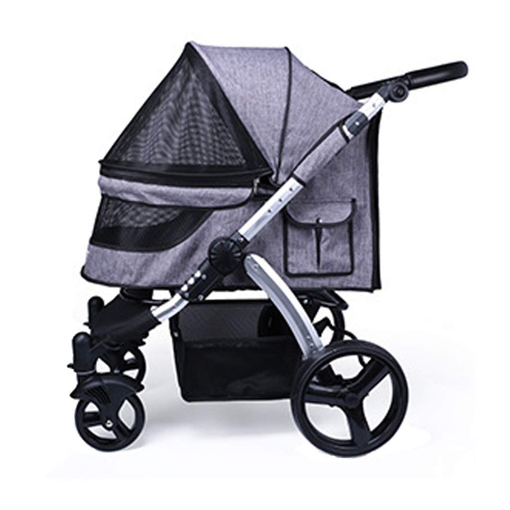 Wózek dla psa składany dla małych średnich dużych psów i kotów 4 koła, transporter podróżny transporter jogger pet Buggy artykuły dla zwierząt domowych, z dużym koszem do przechowywania, (szary czer