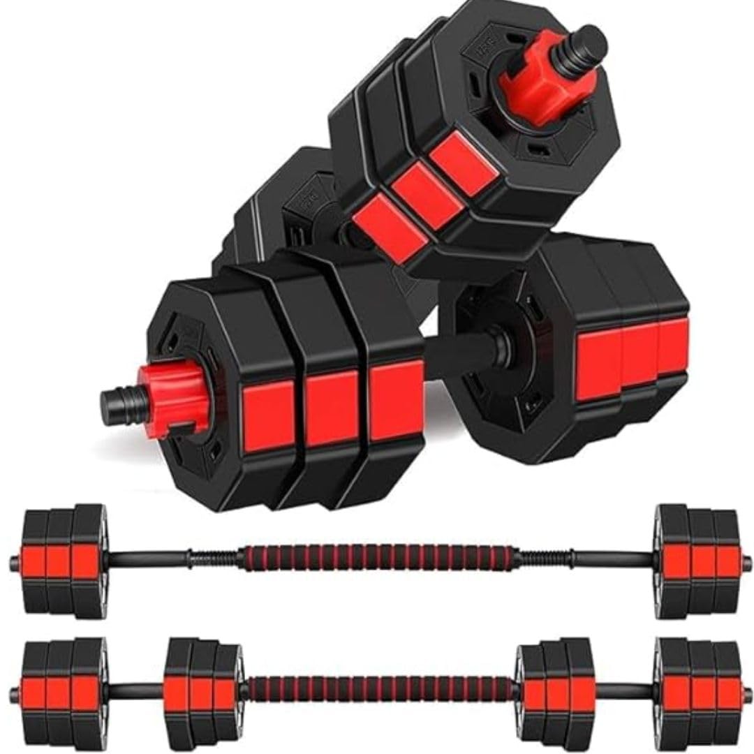HAJEX 2-in-1 Adjustable Dumbbell Sets - Barbell and