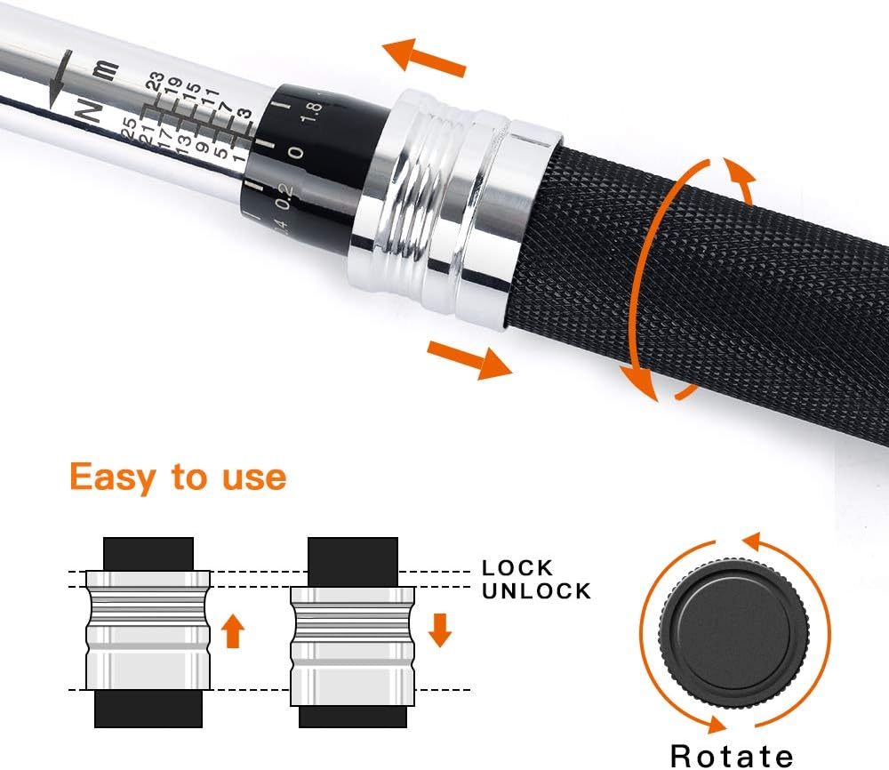 Exclusive Discount 🔥 Bike Torque Wrench 1/4 Inch, Yoleo Drive Click Torque Wrench Set (1-25 Nm/ 9-221 in.-lb.) More Accurate and Portable Pro Bicycle tool Maintenance Kit for Road & Mountain Bikes Motorcycle Multitool