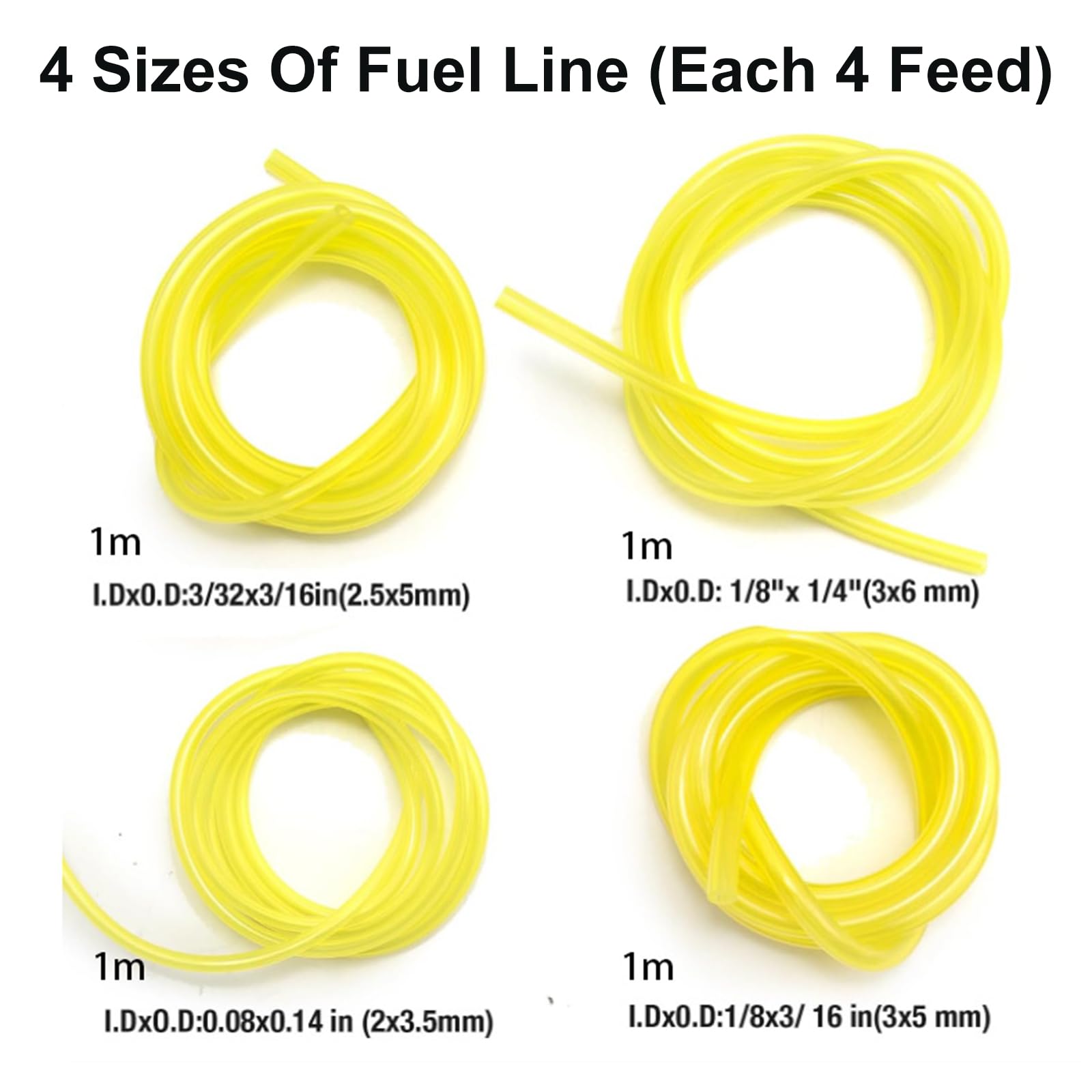 4 Piezas 1m Mangueras de Combustible, Anguera De Gasolina, Manguera de Aceite 2 x 3.5mm, 2.5 x 5mm, 3 x 5mm, 3 x 6mm, para Motosierras, Sopladores — view 2