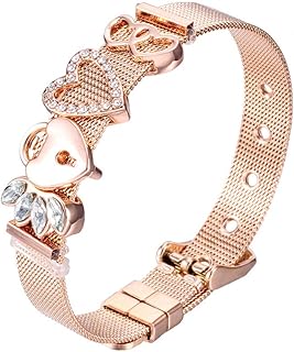 Heideman brazalete de señora malla de acero inoxidable de plata o de oro rosa pulido pulsera con encanto para las mujeres con Zirconia piedra blanca como la pulsera hb2812_P
