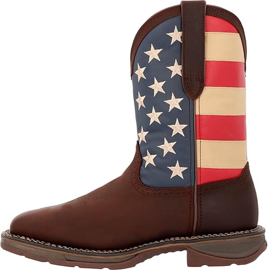 Stivali Western Uomo Durango Db020 - Pelle Invecchiata, Punta Quadrata Con Puntale In Acciaio ASTM F2413 - Gambo In Acciaio Temperato - Suola Gomma Antiscivolo