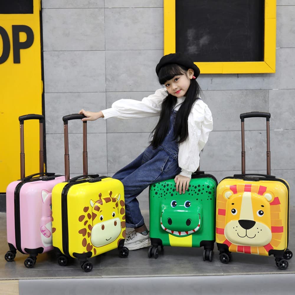 Maleta con Ruedas de Dibujos Animados en 3D para niños y niñas Equipaje de Viaje de 18 Pulgadas con Ruedas universales mudas(Color:Cat)