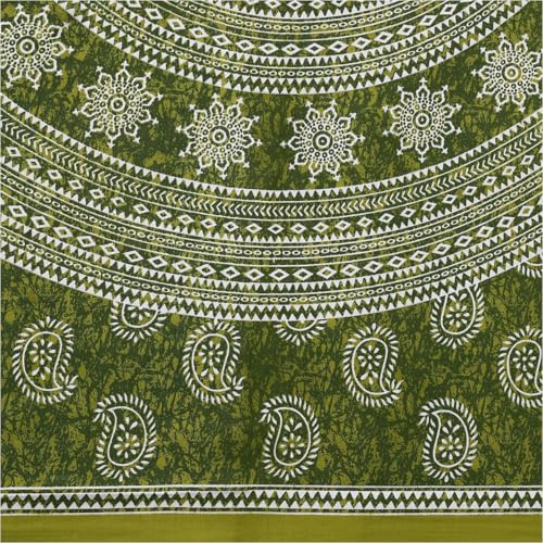 Image of JAIPUR PRINTS 100% Cotton Rajasthani Jaipuri Traditional Floral Double Bedsheet with 2 Pillow Covers - Multicolor, 180-200 tc (Blue-Carry, Double)