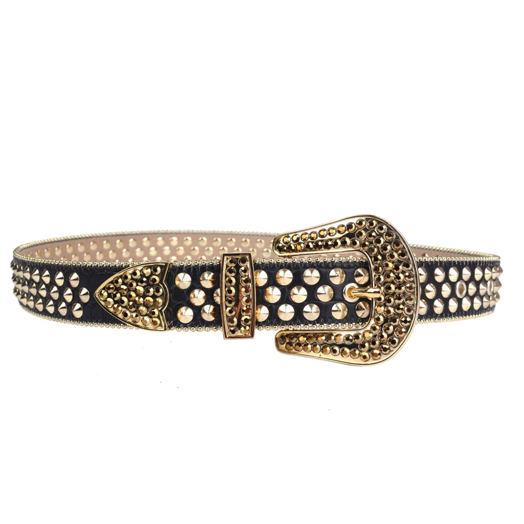 Cintura Western Con Strass Uomo Donna - Pelle PU Vintage Con Fibbia Rimovibile, Regalo Stile Cowboy