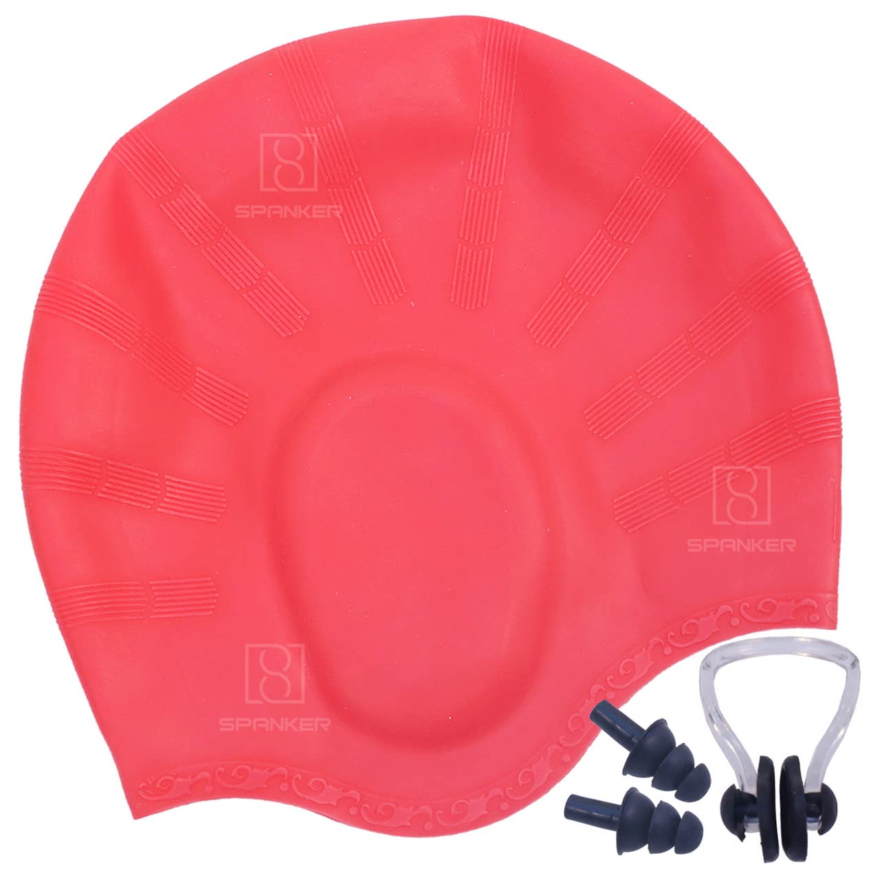 Spanker Unisex Swim Cap with 3D Ear Protection, Durable Flexible Silicone Swimming Hat for Short/Long Hair with Ear Plugs&Nose Clip, Red SSTP (B09WDH6LTL) Amazon Price History, Amazon Price Tracker