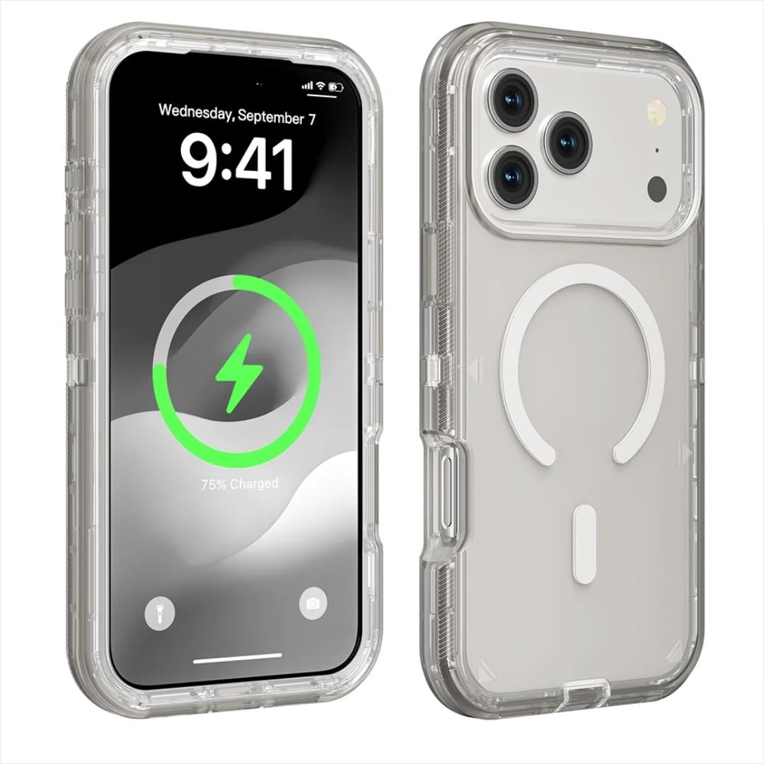 Coque Transparente magnétique iPhone 17 Pro Max Gris finition premium - 8