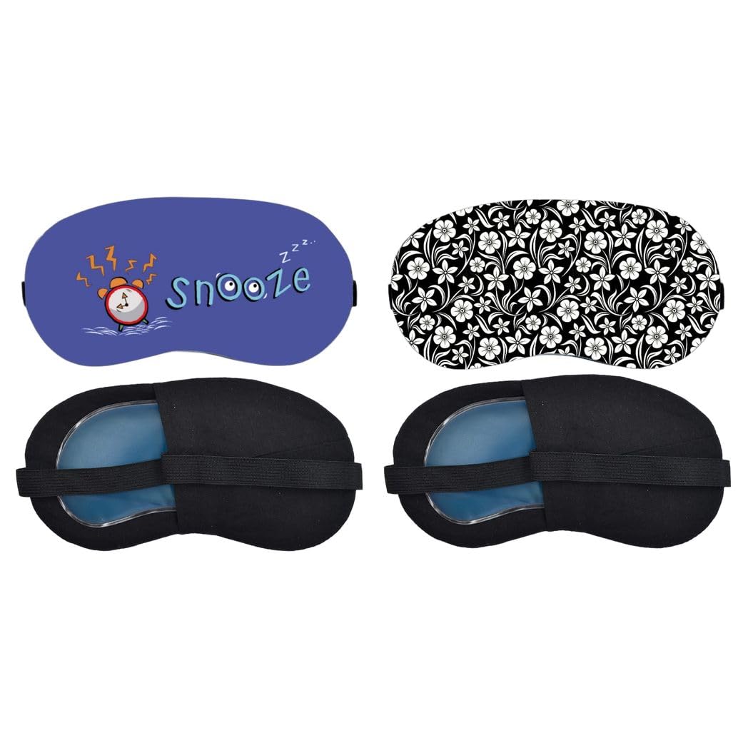 Snooze Alarm, Monochrome Floral Pattern Sleeping Mask Combo, Soft Comfortable Light-Blocking Eye Cover for Women, Men & Kids, Reusable Blindfold for Night Sleep, Nap, Travel (Pack of 2)-image-37