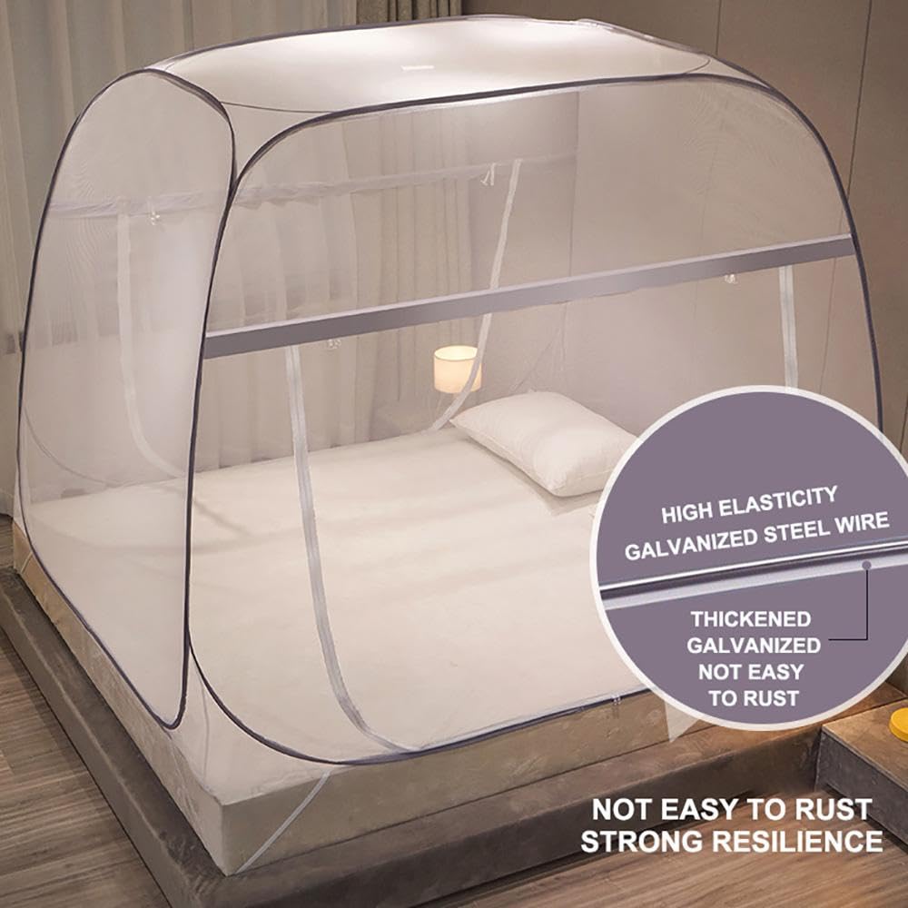 Mosquitera Cama, Mosquitera Cama Matrimonio con Cremalleras, Doble Puerta Mosquitera Plegable, Mosquitera Viaje Portatil, Mosquito Net para Habitaciones, Dormitorios, Camping,02-1.2 * 2m
