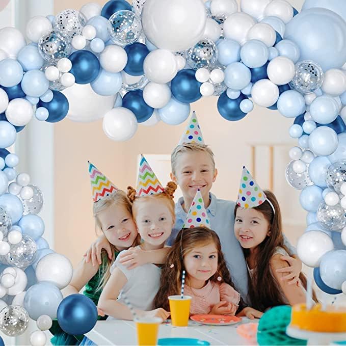 Blue and White Balloons, Blue White Balloon Garland Arch Kit, 102 pcs Pastel Blue White Balloons for Baby Shower Birthday Wedding Party Decorations - Image 7