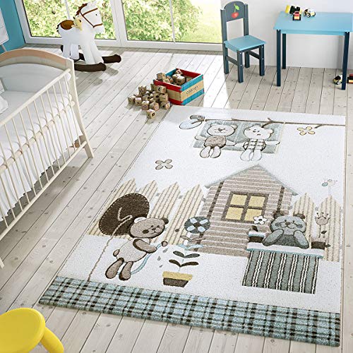 T&T Design Alfombra Infantil De Juego Moderna Peluches Tonos Pastel En