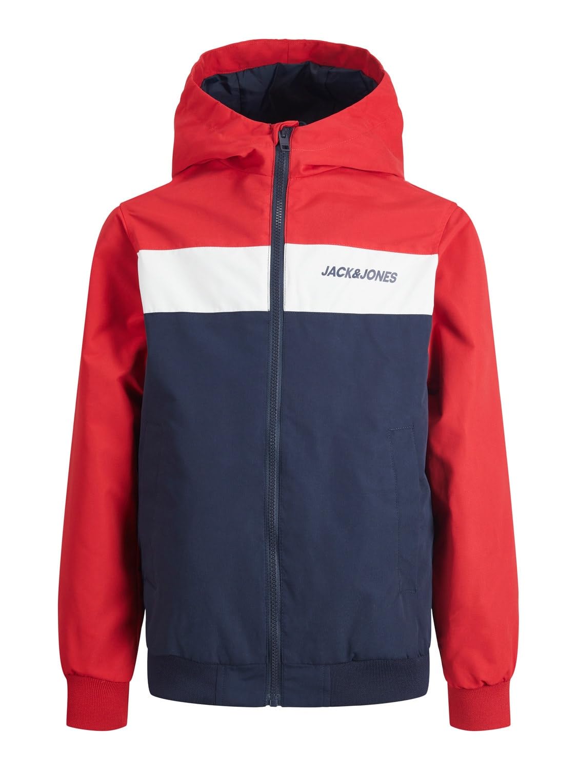 JACK & JONES JUNIOR Jungen JJERUSH Blocking Hood Bomber NOOS JNR Jacke, True Red/Detail:Blocking,128