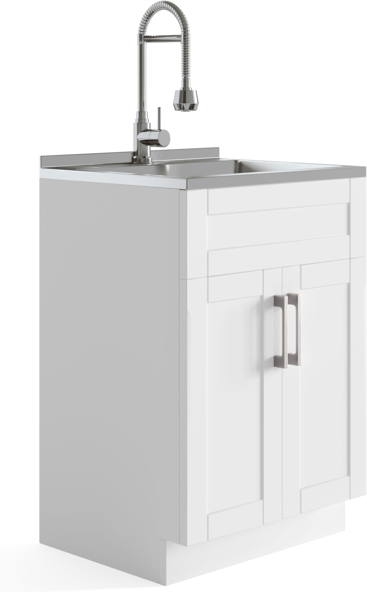 SIMPLIHOME Hennessy Contemporary 24 inch Deluxe Laundry Cabinet with Faucet and Stainless Steel Sink