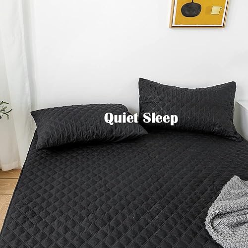 Miniatura 7 de Funda protectora de colchón impermeable de tamaño individual, color negro, funda acolchada con bolsillo profundo, para niños, adultos, ancianos