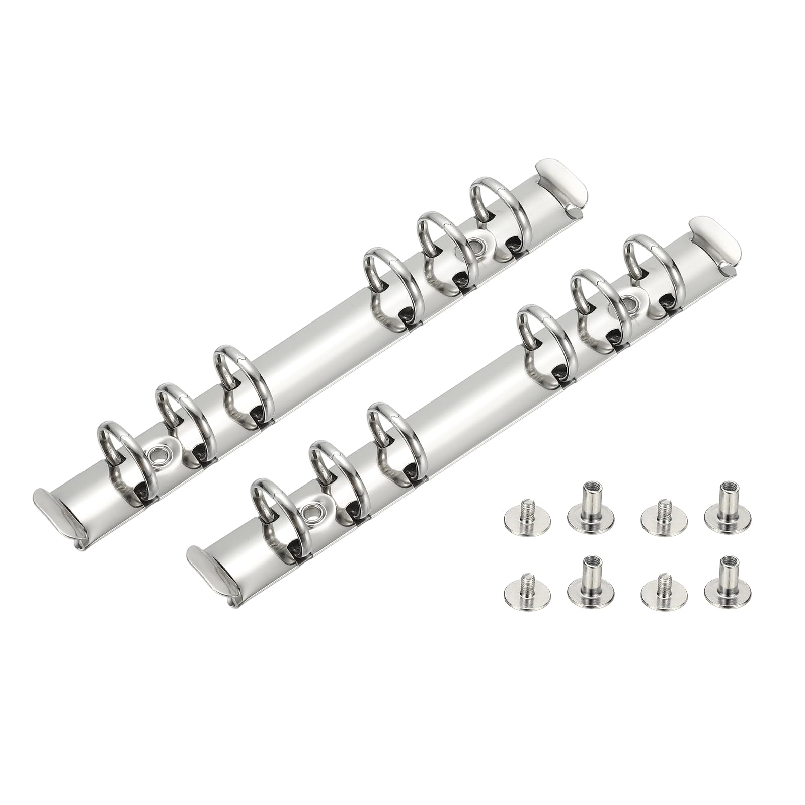 PATIKIL A6 6 Hole Ring Binder Mechanisms, 2 Set 0.8" O Ring Replacement Binder Planner Loose Leaf Binding Spines with Switches for Organizers DIY Fill Paper Storage Folder, 20mm Silver