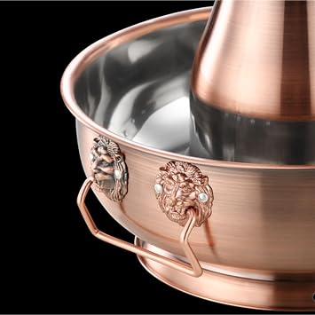 Copper hot Pot, Charcoal Hotpot Chinese Style Cooker Stainless Steel Hot Pot Hot Pot for Home Hot Pot Chinese Hot Pot,Copper-34cm(30cm)