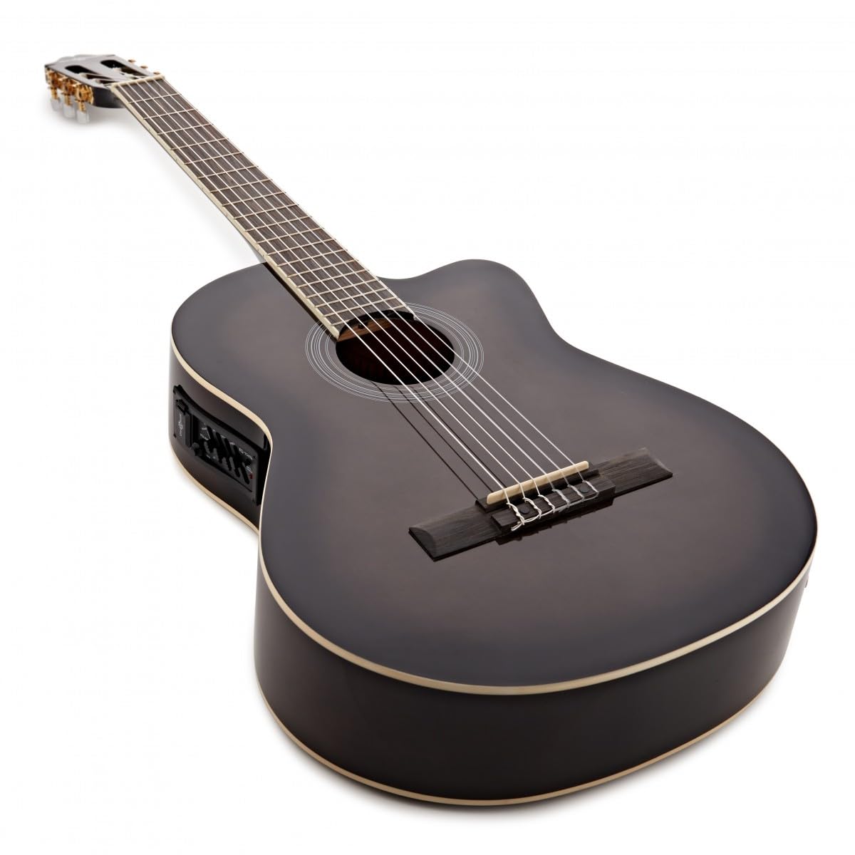 Guitare Électro-Classique Deluxe Pan Coupé, Gear4music, Trans Black