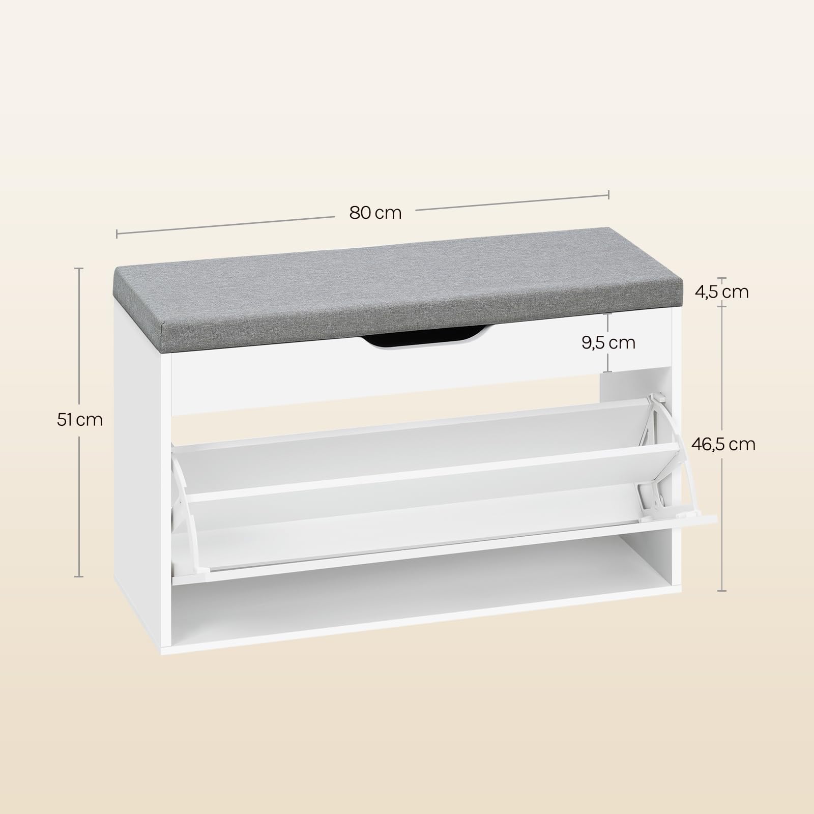 WOLTU Zapatero Entrada Recibidor, Banco Zapatero Abatible 2 Niveles, Banco Almacenamiento Oculto, Organizador Zapatos Madera, Sapateira para Salón Pasillo Recibidor Entrada, Blanco y Gris