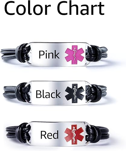 Miniatura 5 de Caramel Sweet Life Pulseras de alerta médica para mujer, pulseras personalizadas de acero inoxidable para identificación médica de emergencia, Acero